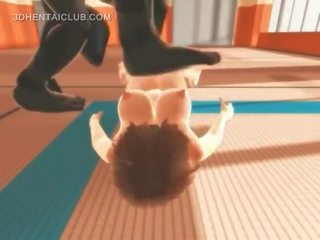 Anime karate vajzë qirje monsters gjigand penis