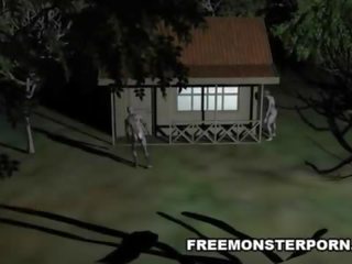 Dögös 3d rajzfilm picsa szar kemény szabadban által egy zombi