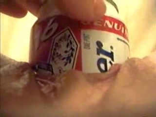 Tearing her pussy to shreds with a can Video