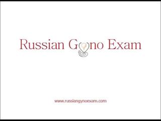 A plumpy busty Russian babe on a gyno exam