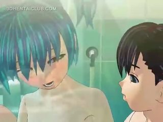 L'anime sexe poupée obtient baisée bon en douche