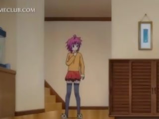 Adolescenziale anime cutie verifica suo tette in il specchio
