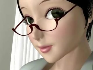 Uzbudinātas 3d anime mūķene zīst dzimumloceklis