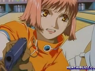 Ciešas anime meitene ar firma bumbulīši aizņem a milzīgs getto dzimumloceklis uz viņai cunt