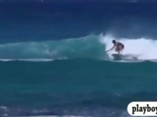 Naked Badass Babes Enjoyed Water Surfing With The Real Pro